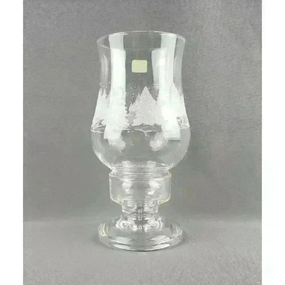 Luminarc Crystal Vintage Christmas Holiday Winter Scene Candle Hurricane Lamp - Picture 3 of 7